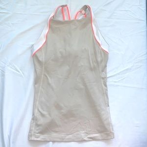 Lululemon tank top racer back.  Cream, white, and coral